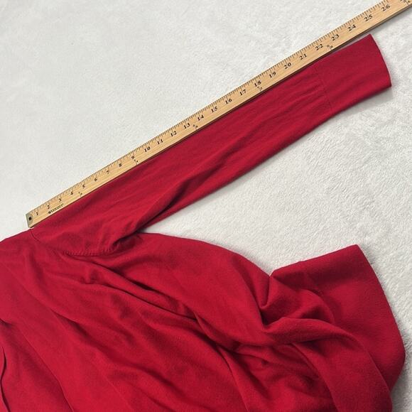 Talbots S Silk, Cotton, Cashmere Red Long Sleeve Open Long Line Cardigan Sweater - Picture 6 of 11